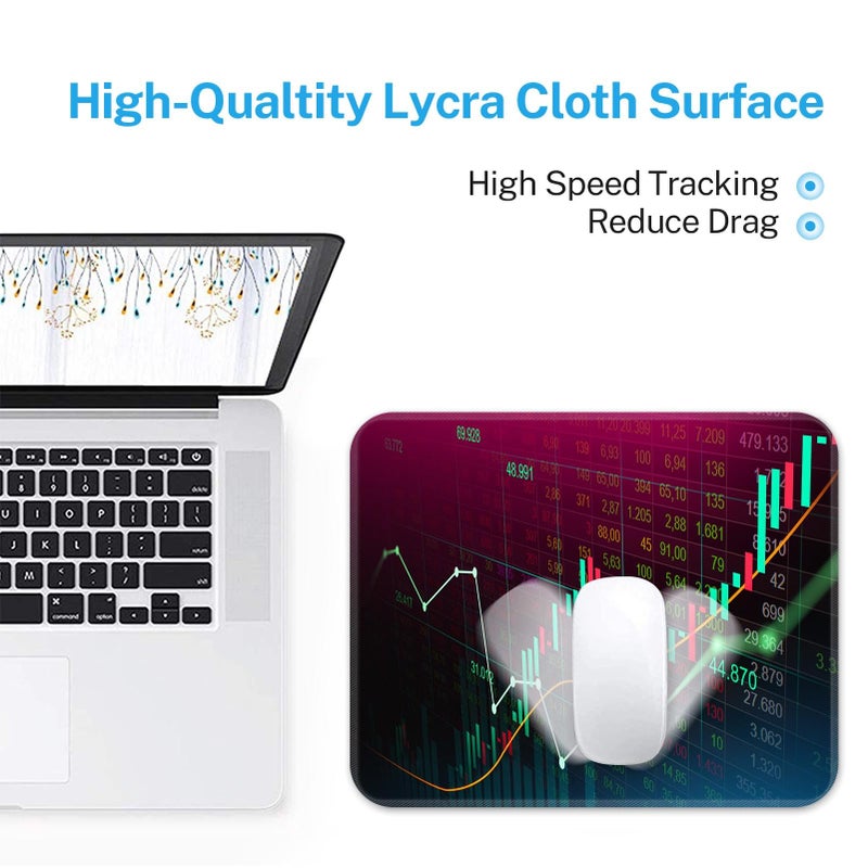 Semtomn Market Trading Graph Mouse Pad Square 9.5"" x 7.9"" for Wireless Mouse Notebooks Desktop Computers Office Supplies with Non-Slip Rubber Base Mouse Pad for Gaming  Working  Studying - Image 3